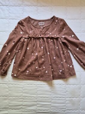 jumping beans Mauve Brown Heart-Print Long Sleeve Top